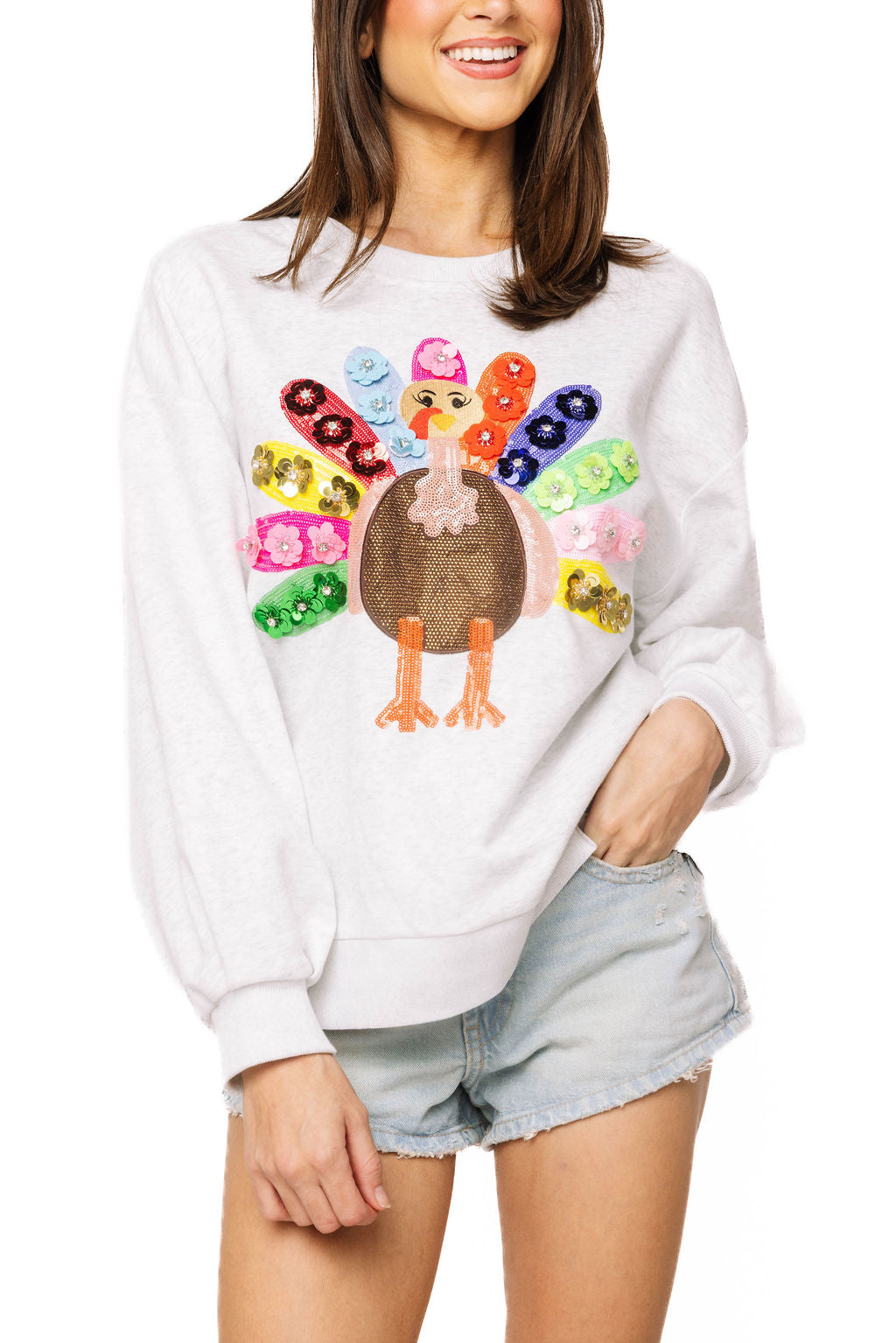 Grey Rainbow Flower Turkey Sweatshirt