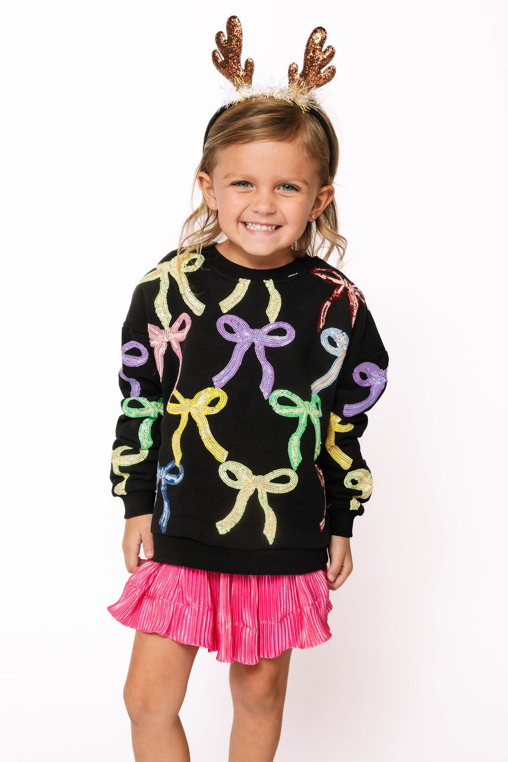 Kids Black Multi Bow Sweatshirt