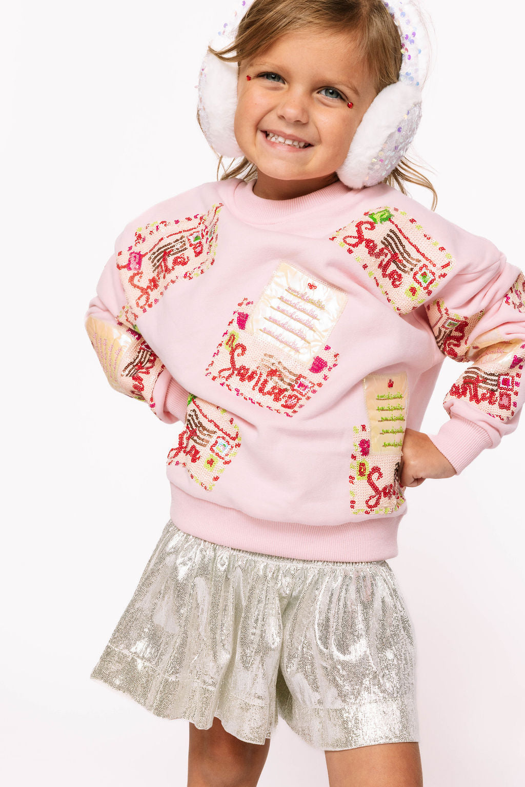 Kids Light Pink Letters To Santa Sweatshirt