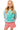 Kids Aqua & Pink Colorblock QOS Logo Card Sweatshirt