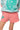 Kids Aqua & Pink Colorblock QOS Logo Short