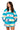 Sample Aqua & White Striped Tennis Words & Icon Collar Sweatshirt & Short Set