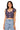 Sample Navy Beaded American flag Cotton Tie Sleeve Crop Tank
