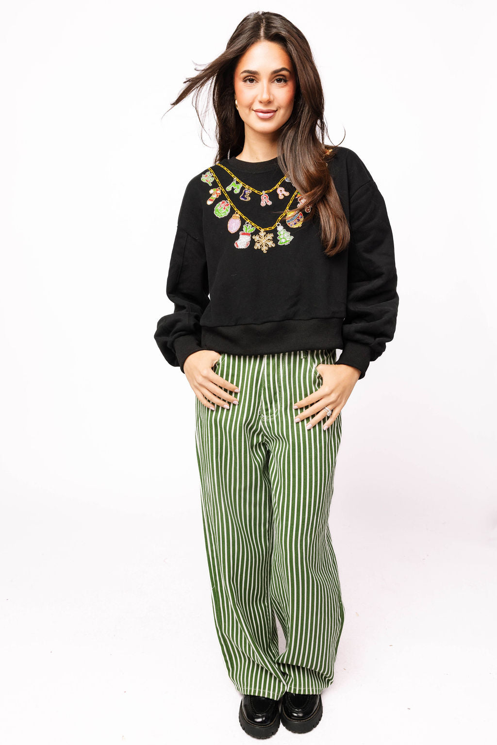 Black Christmas Icons Necklace Sweatshirt