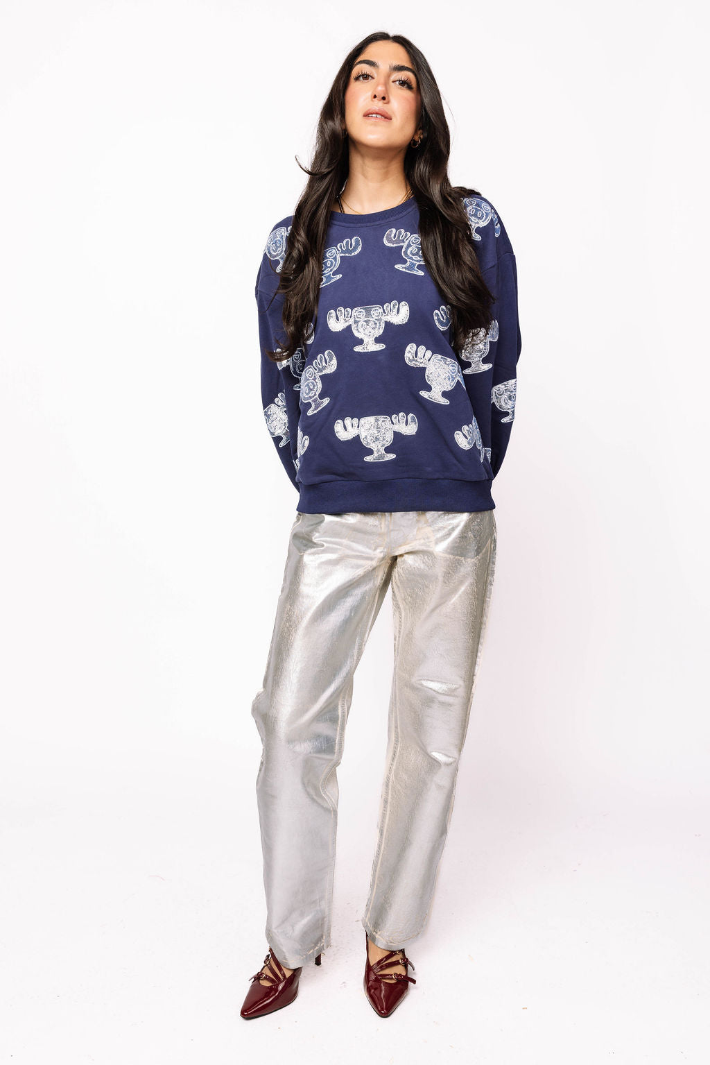 Navy Moose Mug Sweatshirt