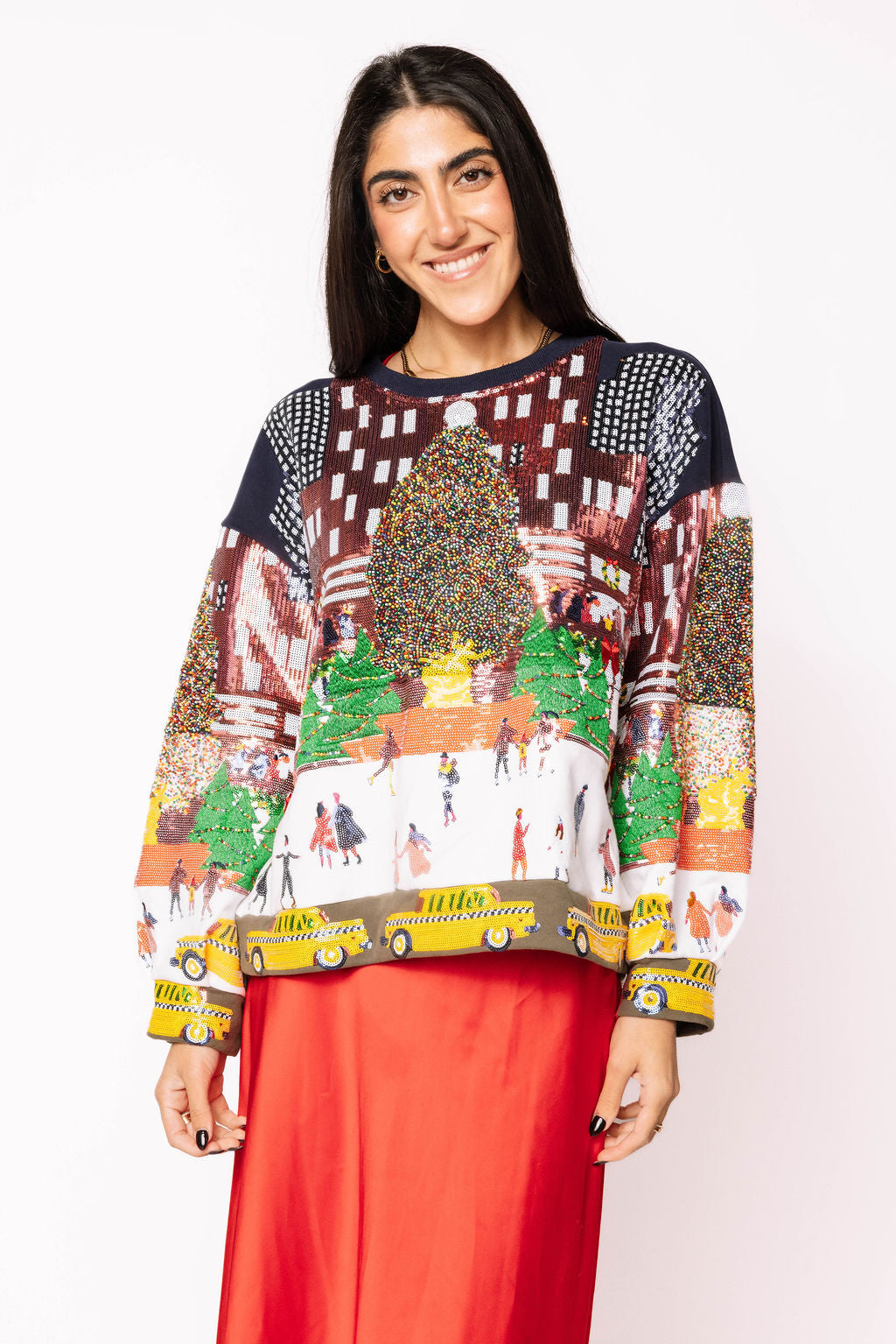 Multi Sequin Rockefeller Center At Christmas Sweatshirt