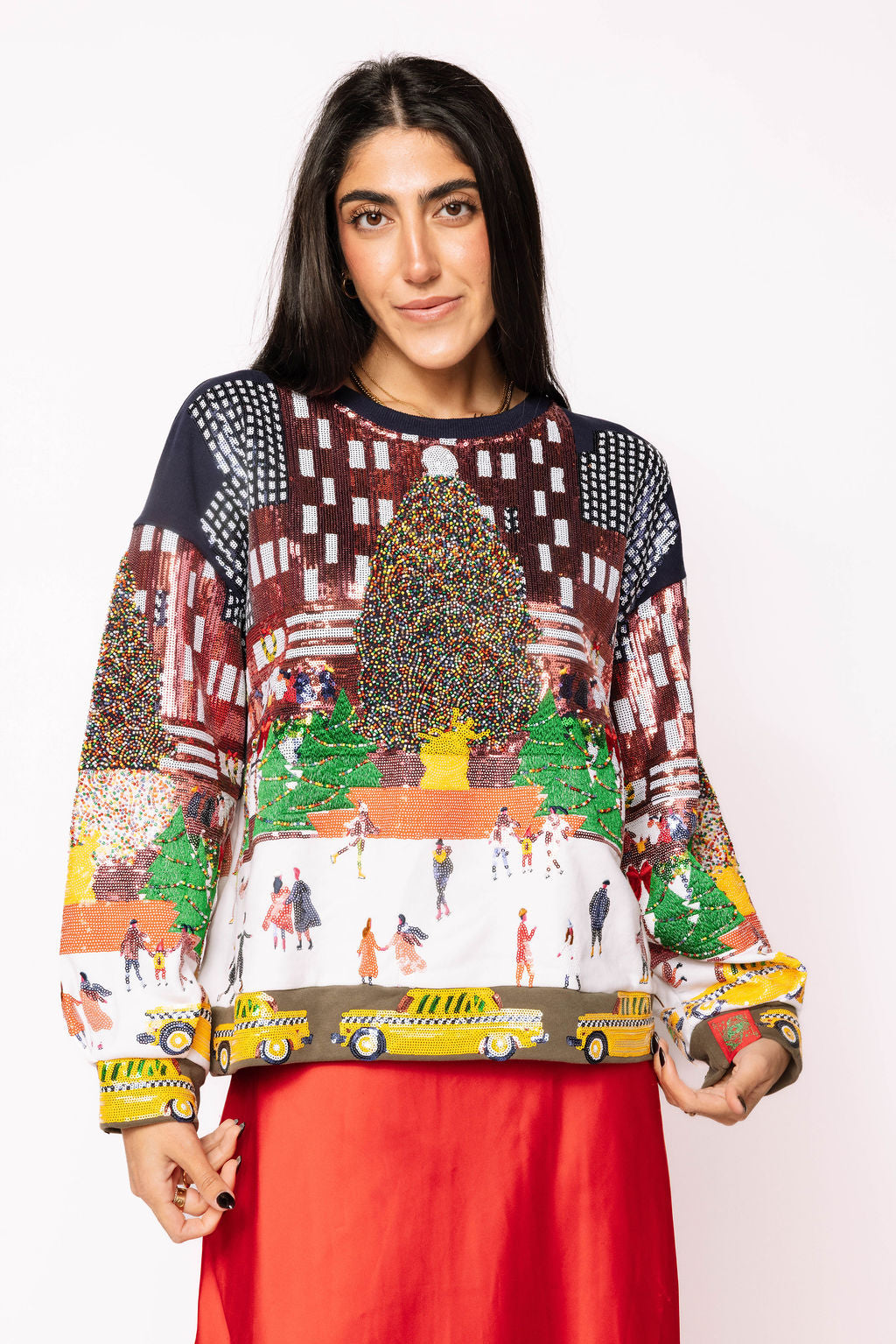 Multi Sequin Rockefeller Center At Christmas Sweatshirt