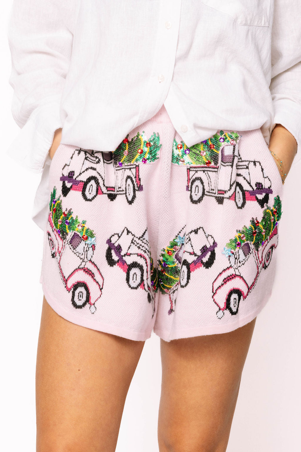 SAMPLE- Light Pink Trucks with Trees Short