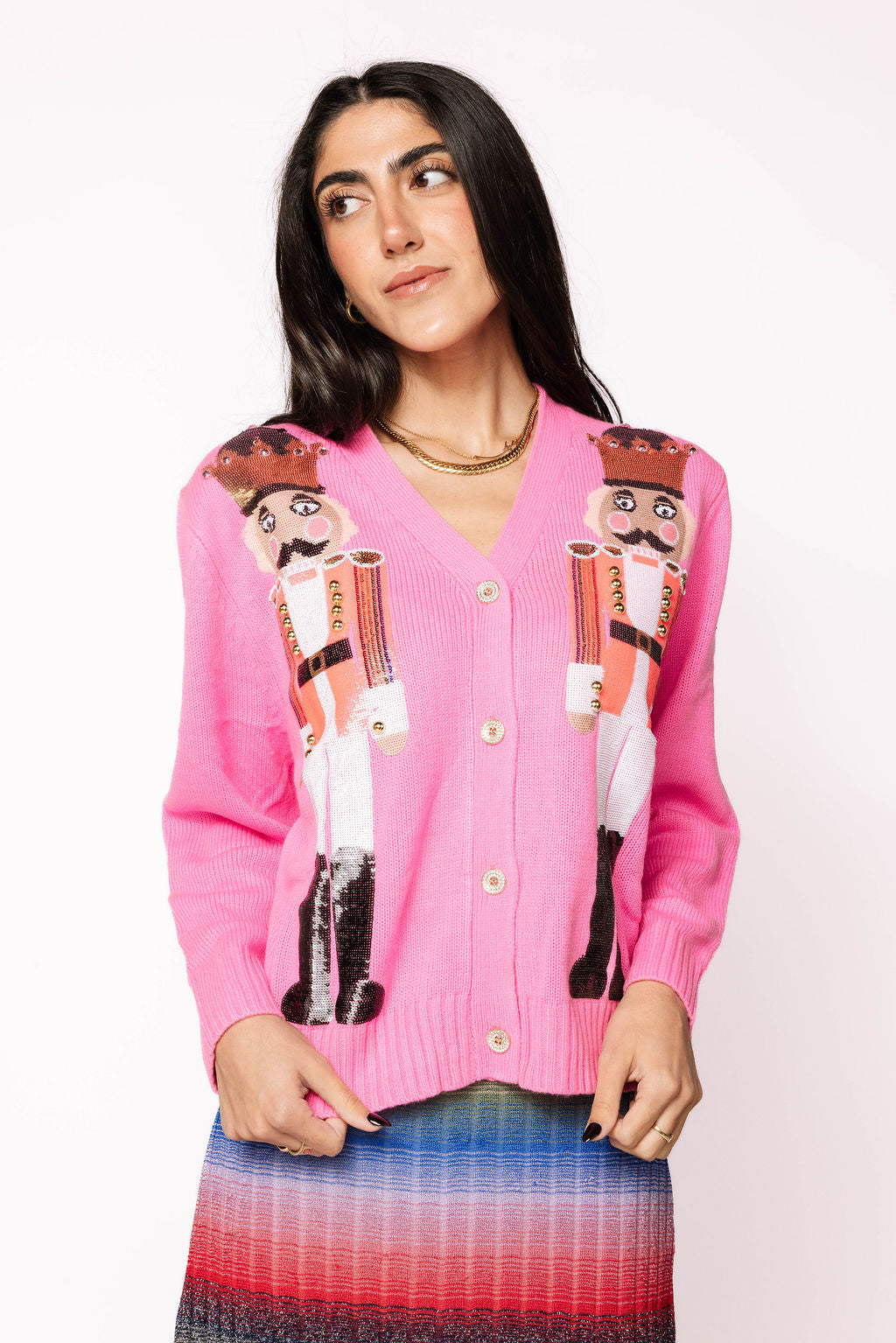 Neon Pink Fair Skin Nutcracker Cardigan