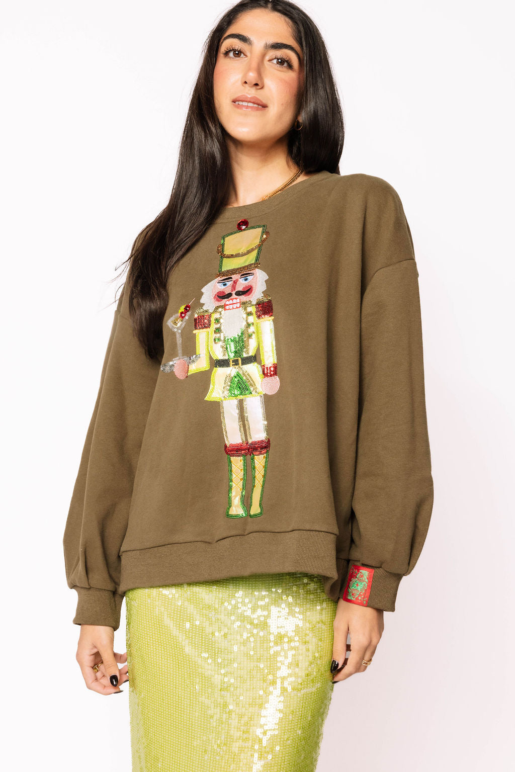 Olive Green Martini Server Nutcracker Sweatshirt
