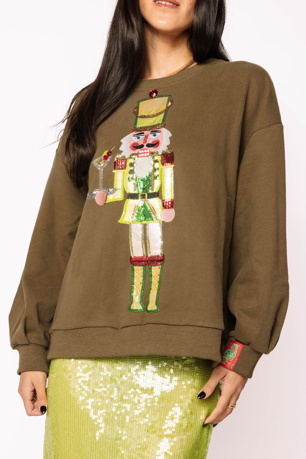 Olive Green Martini Server Nutcracker Sweatshirt
