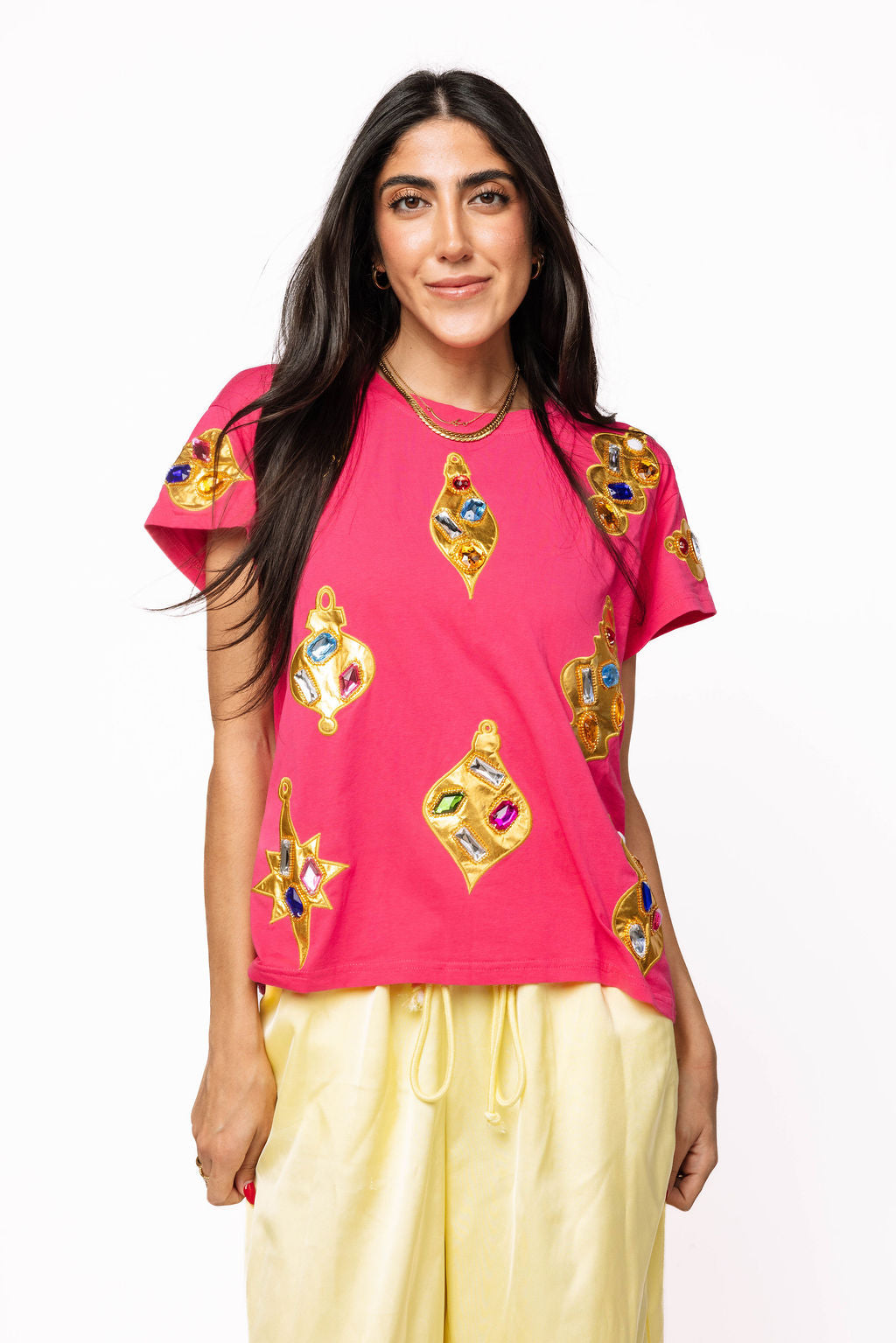 Hot Pink Multi Diamond Ornament Tee