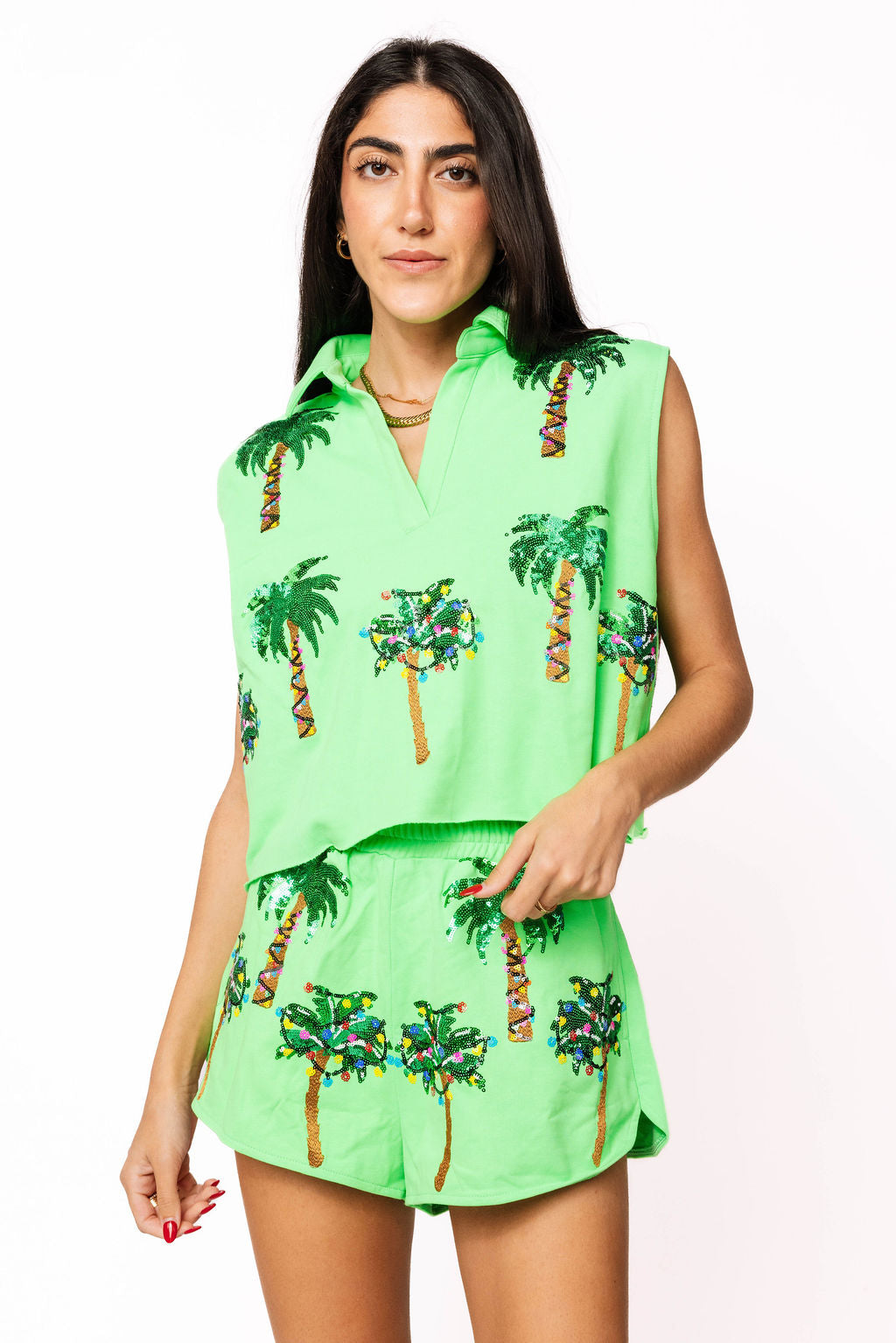 SAMPLE- Neon Green Christmas Light & Palm Tree Set