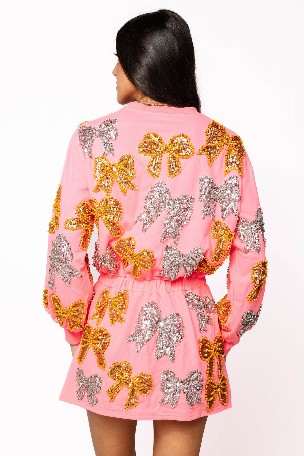 SAMPLE- Neon Pink Metallic Bow Dress