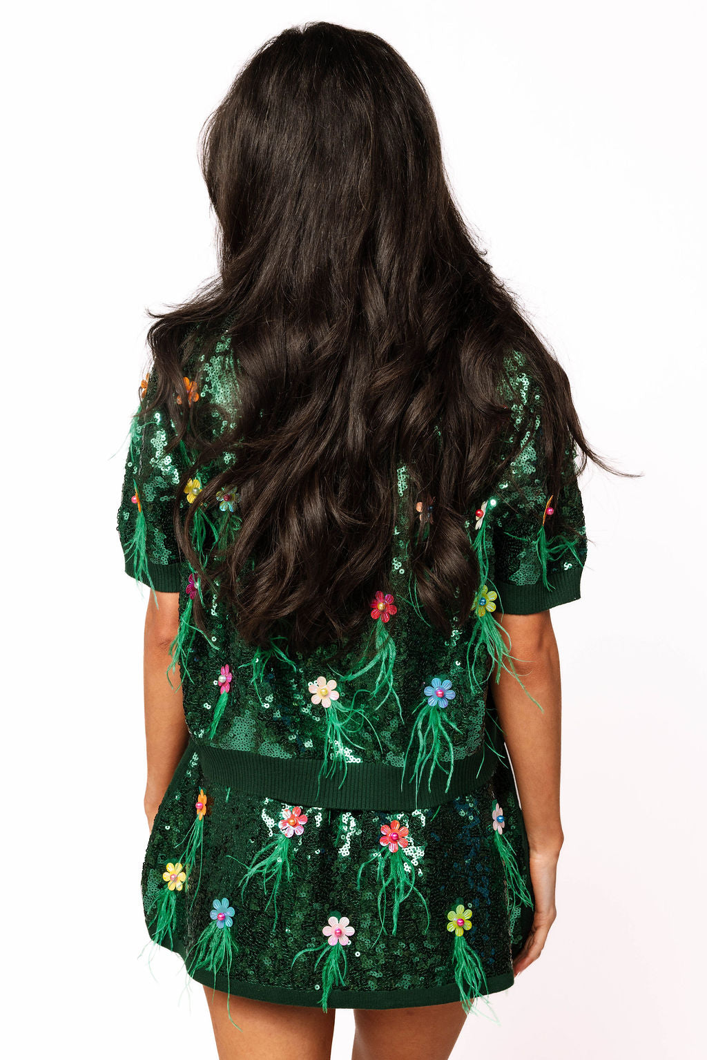 SAMPLE- Green Full Sequin Feather Set