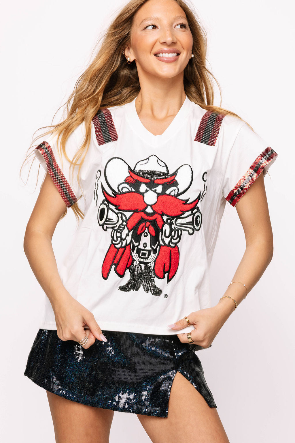 Licensed White, Black & Red Texas Tech Raider Red Jersey Tee