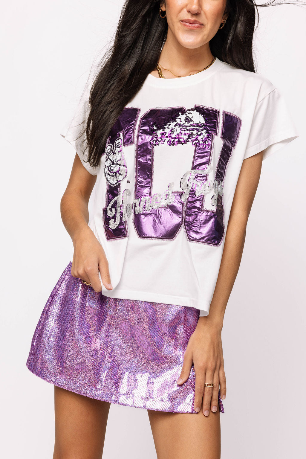 Licensed TCU Metallic Word with Icons Tee