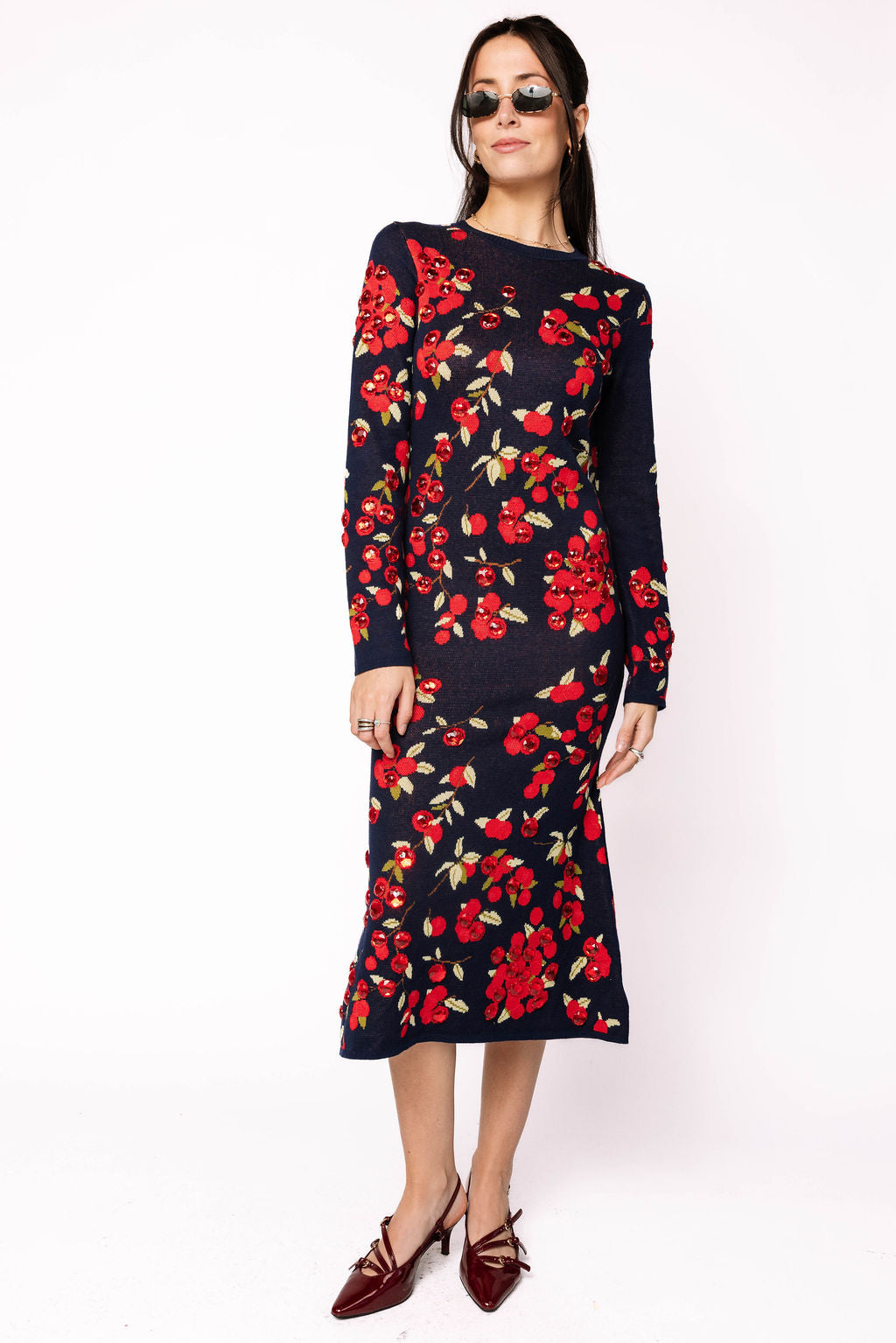 Navy Cranberries Midi Dress