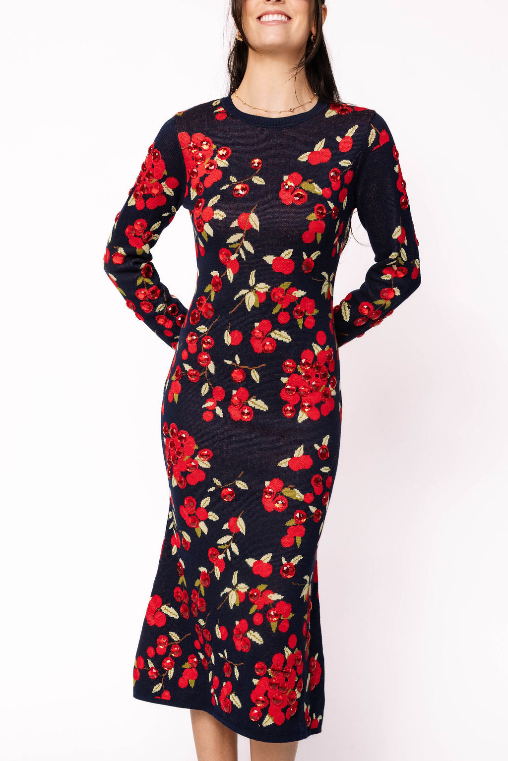 Navy Cranberries Midi Dress
