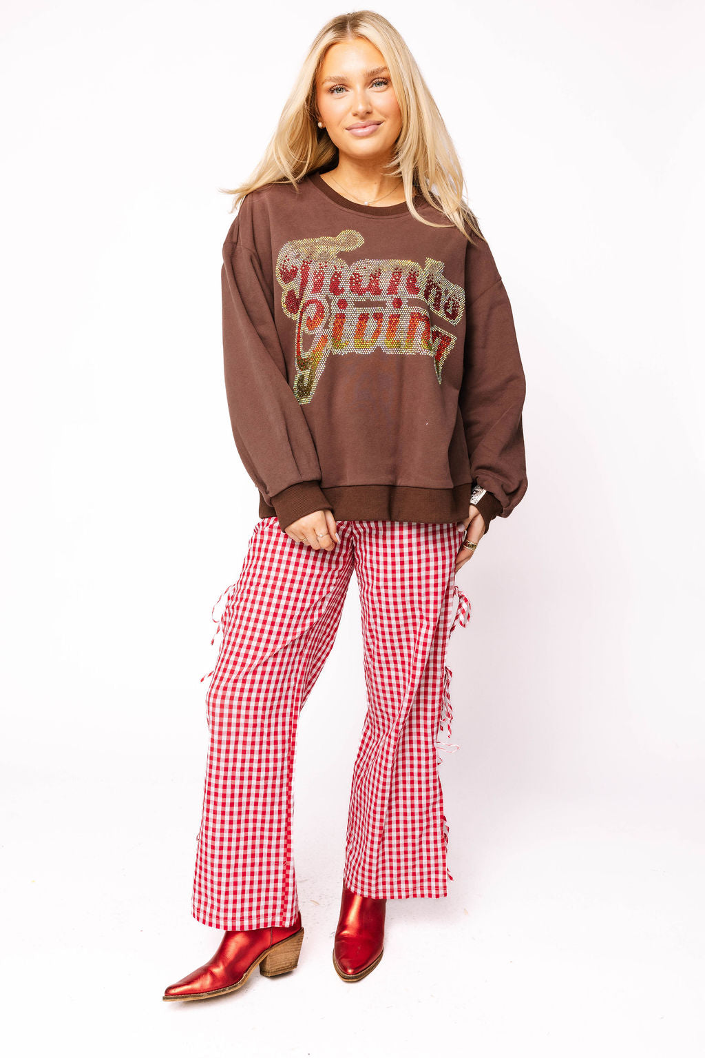Brown Rhinestone 'Thanksgiving' Sweatshirt