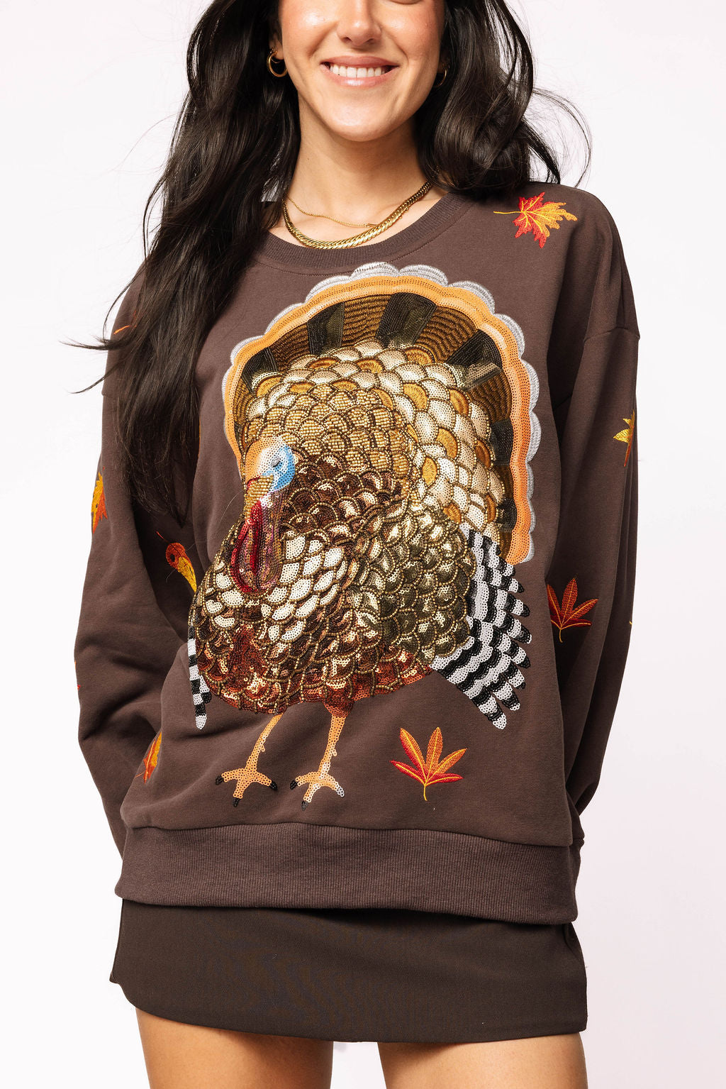 Brown Big Turkey & Leaves Sweatshirt