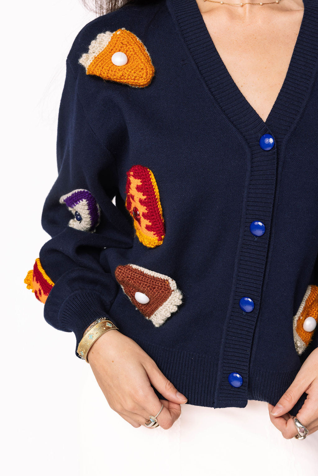 Navy Knit Pies On Plate Cardigan