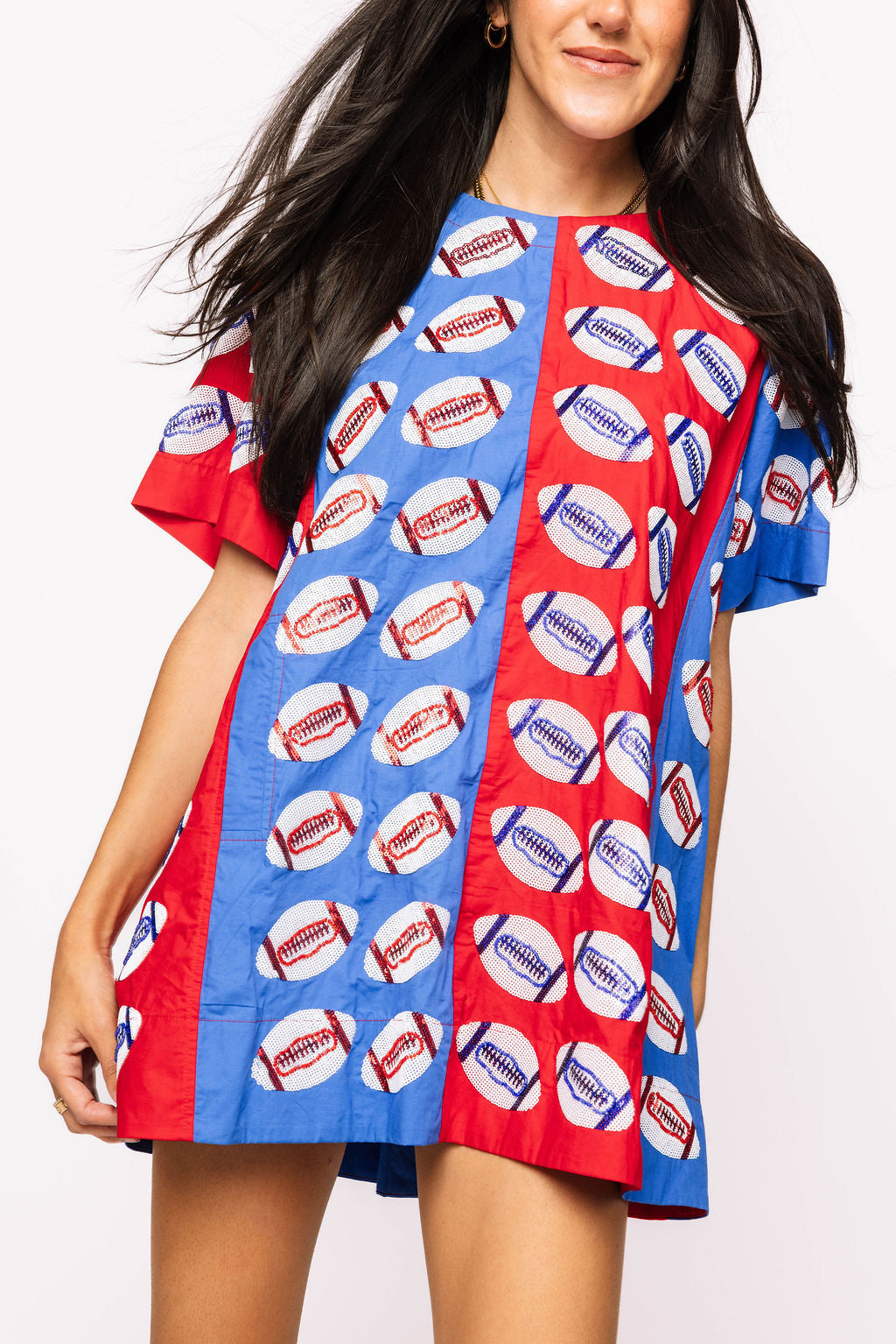 SAMPLE - Royal & Red Colorblock Football SS Dress