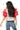 Sample Ivory & Black Polka Dot Red feather Sleeve Peplum Top