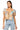 Sample Tan Multi Umbrella Tie Front Poof Sleeve Top