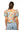 Sample Tan Multi Umbrella Tie Front Poof Sleeve Top