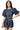 Sample Navy Rectangle Rhinestone Poof Sleeve Tie Waist Dress