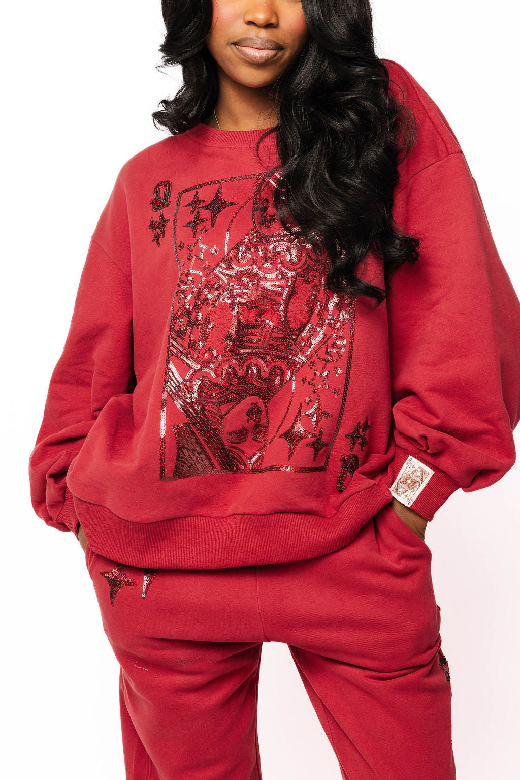 Maroon QOS Logo Card Sweatshirt