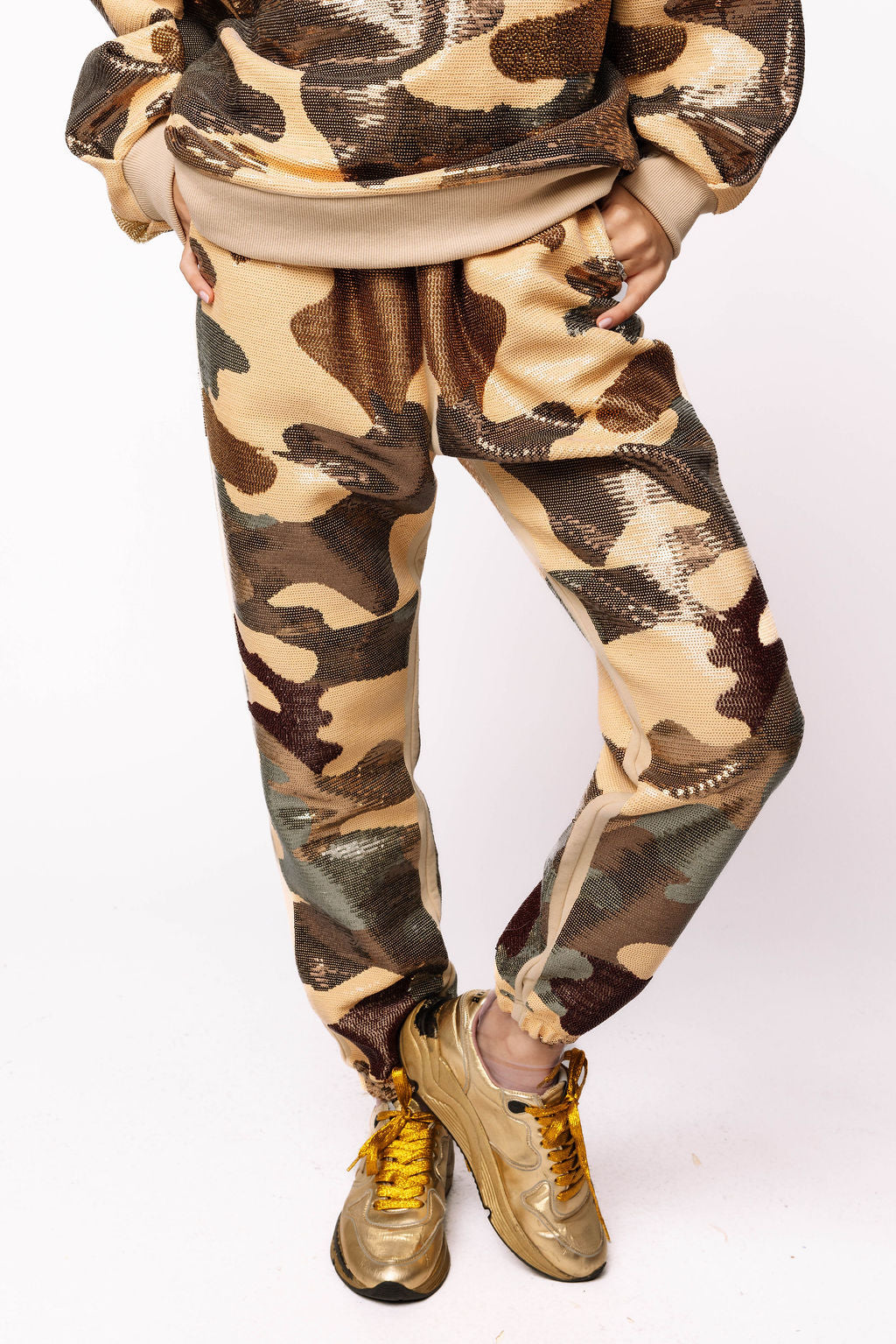 Green Full Sequin Camo Jogger