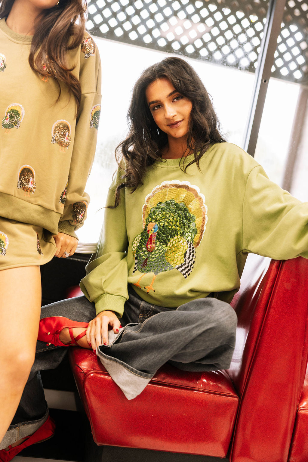 Olive Green Big Turkey Sweatshirt