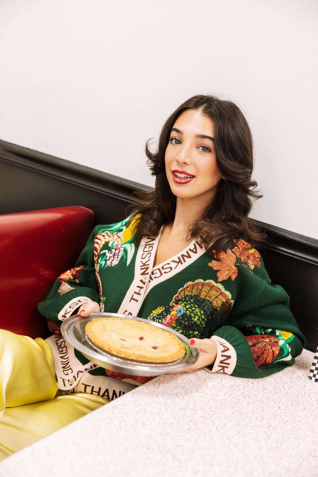 Dark Green 'Thanksgiving' Button Cardigan