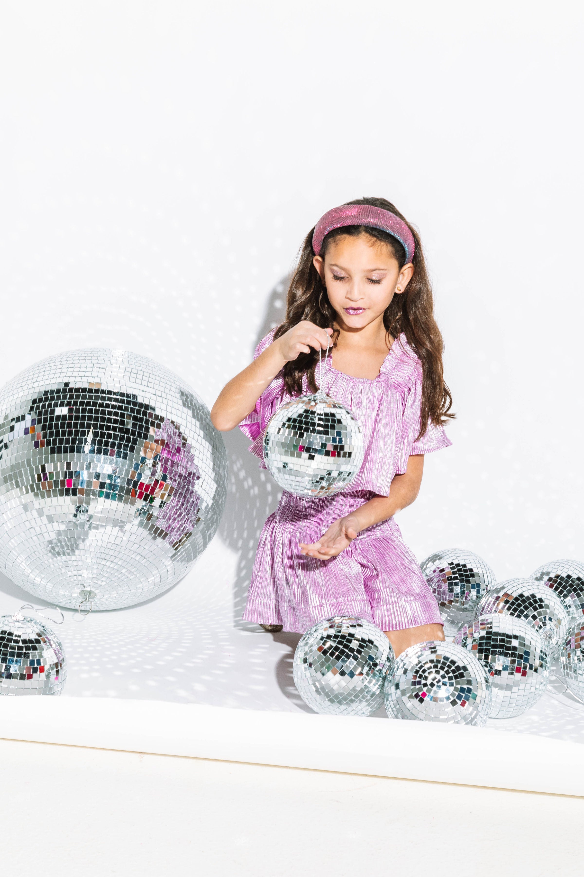 Kids Lavender & Silver Ribbed Flutter Top